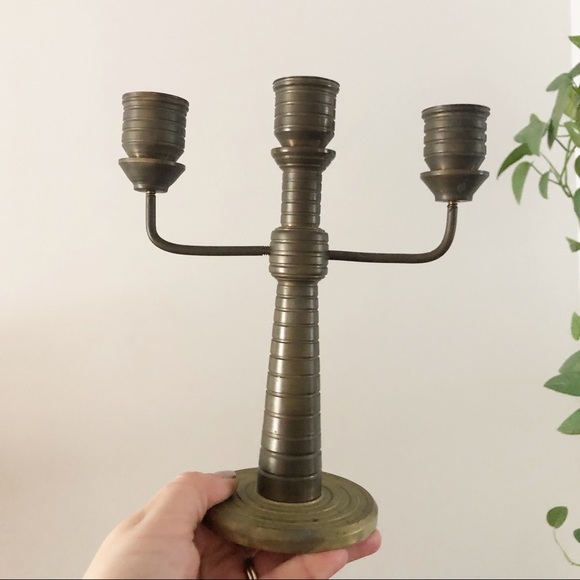 Heavy Metal Brass Cactus Candlestick Holder